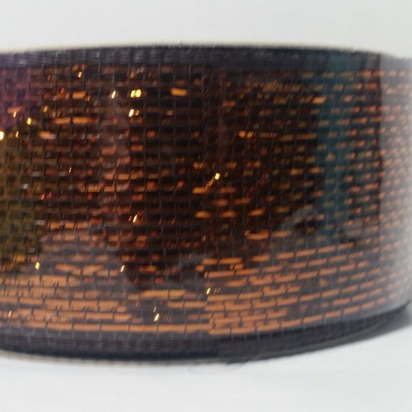 2 Rolls Deco Mesh Ribbon Brown Metallic - Picture 1 of 5